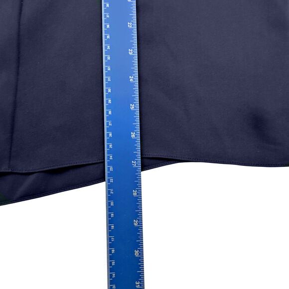 Theory Silk MED Navy Blue Keyhole Tie Front Cuffed Sleeve Blouse Tunic Minimal - Picture 9 of 9